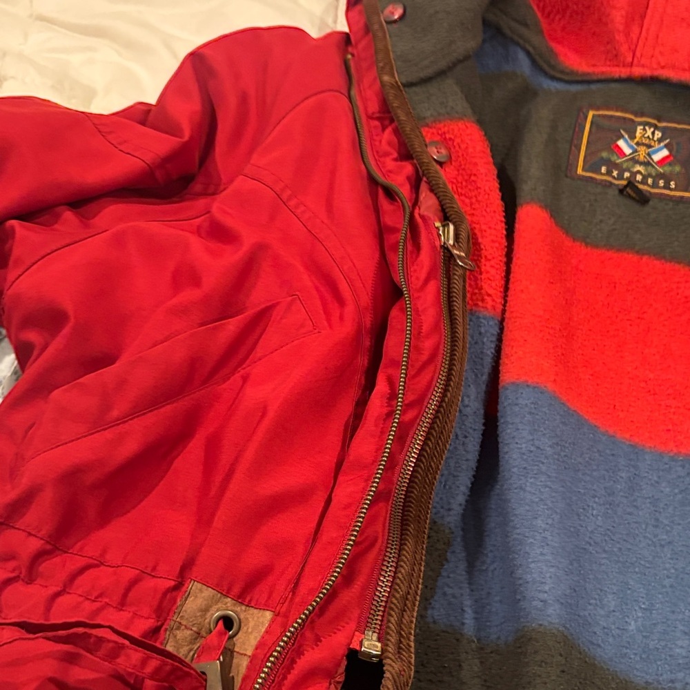 Y2K Express Red and Gray Hooded Jacket - Picture 12 of 15